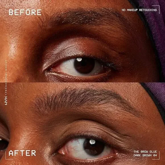 NYX Brow Glue Tinted Eyebrow Gel Dark Brown 0.17oz - Extreme Hold - Picture 3 of 8
